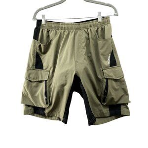 Vayager Cycling Shorts Mens Medium‎ M Padded Cargo Active Green 9" Inseam Biking